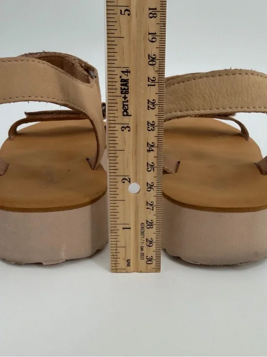 Madewell Sandals Womens 7 Tan Beige Leather MAGGIE Colorblock Flatform Comfort - Picture 5 of 11
